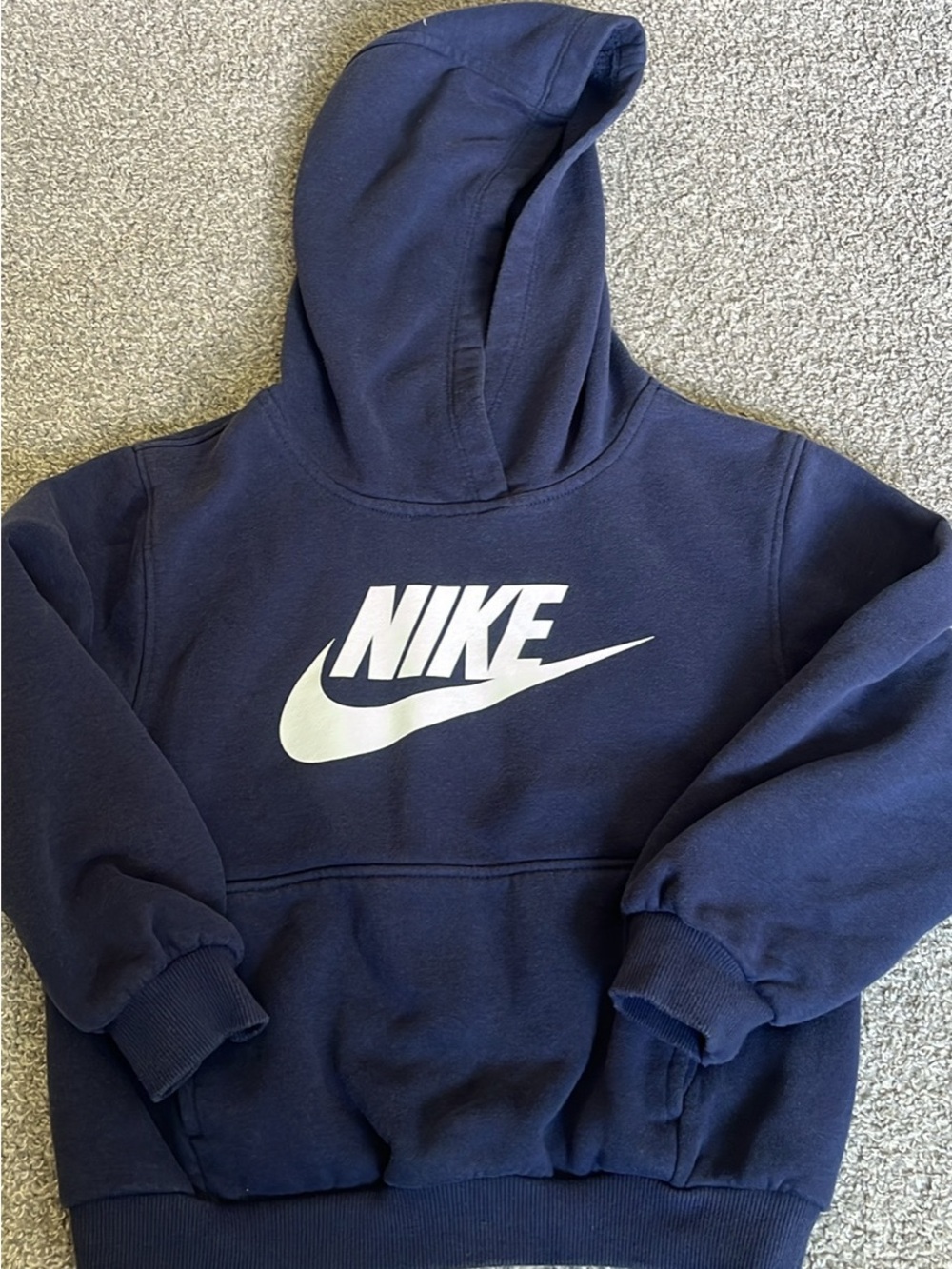 Boys Nike Navy Pullover Hoodie with White Swoosh